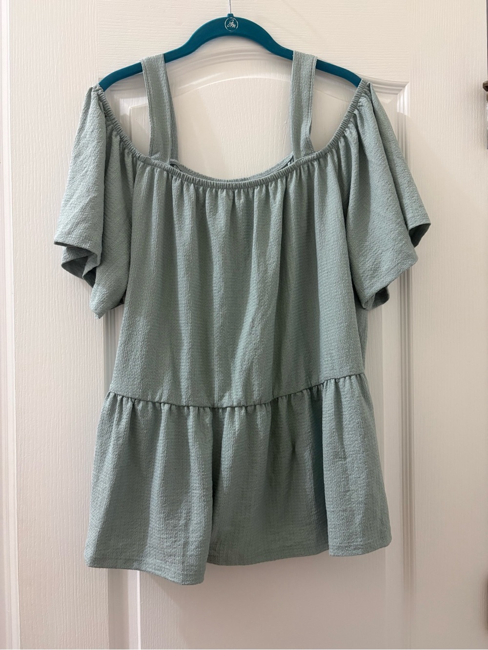 Papaya CURVE Sage Green Off-Shoulder Peplum Tunic